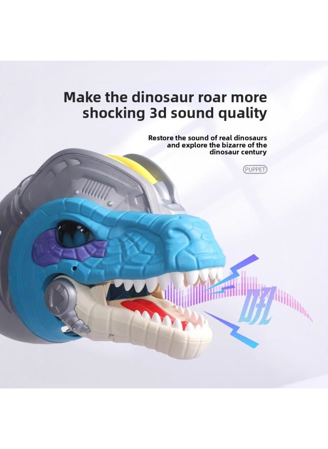 Generic - Children's Dinosaur Hand Puppet Animal Model Boy Ankylosaurus Triangle Tyrannosaurus Rex Gloves Dinosaur Head Sound And Light Toy-Color:Mecha Hand Puppet-Double Crown Dragon [Lighting 3D Sound]] - Image 1