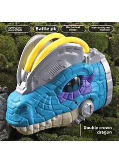 Children's Dinosaur Hand Puppet Animal Model Boy Ankylosaurus Triangle Tyrannosaurus Rex Gloves Dinosaur Head Sound And Light Toy-Color:Mecha Hand Puppet-Double Crown Dragon [Lighting 3D Sound]]