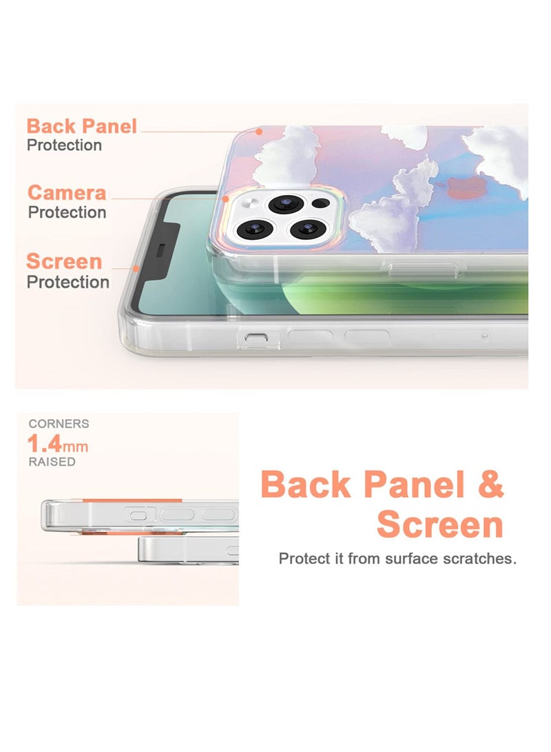 Y&D Cute Clear Holographic Designed for iPhone 14 Pro Max Case 6.7 inch 5G 2022 ReleasedShockproof Protective Phone Cases Slim Cover White Aesthetic Glitter Design WomenGirls " - Image 3