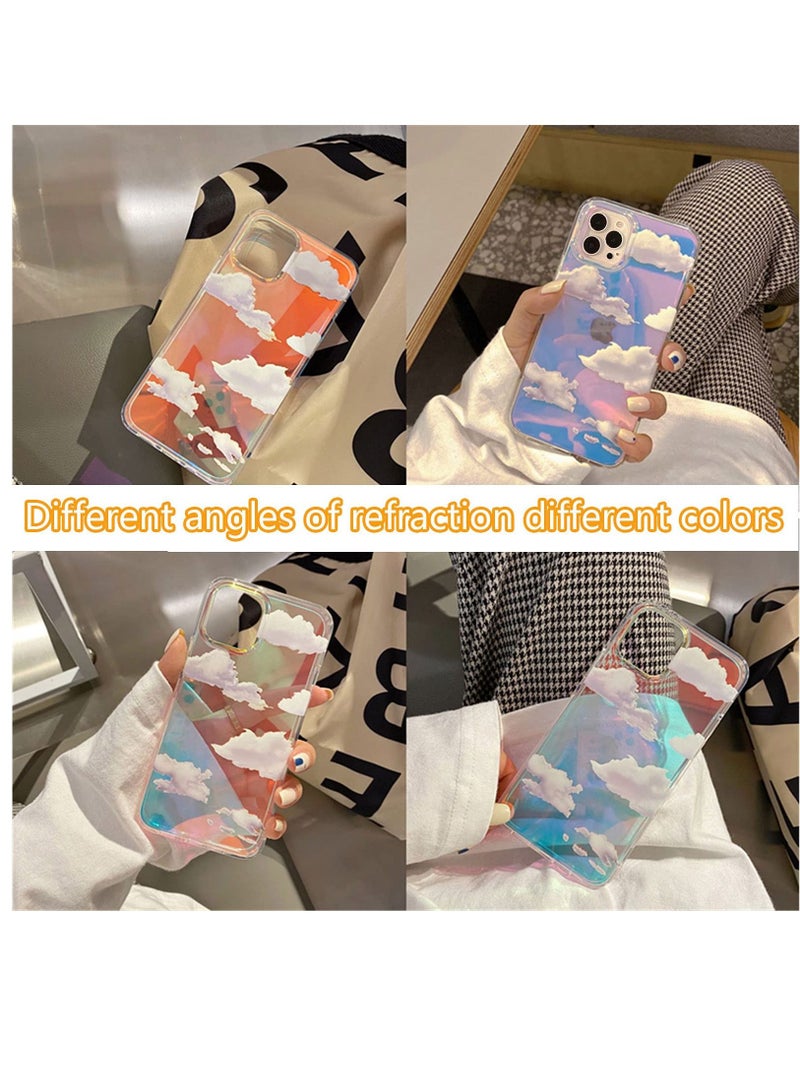 Y&D Cute Clear Holographic Designed for iPhone 14 Pro Max Case 6.7 inch 5G 2022 ReleasedShockproof Protective Phone Cases Slim Cover White Aesthetic Glitter Design WomenGirls " - Image 2