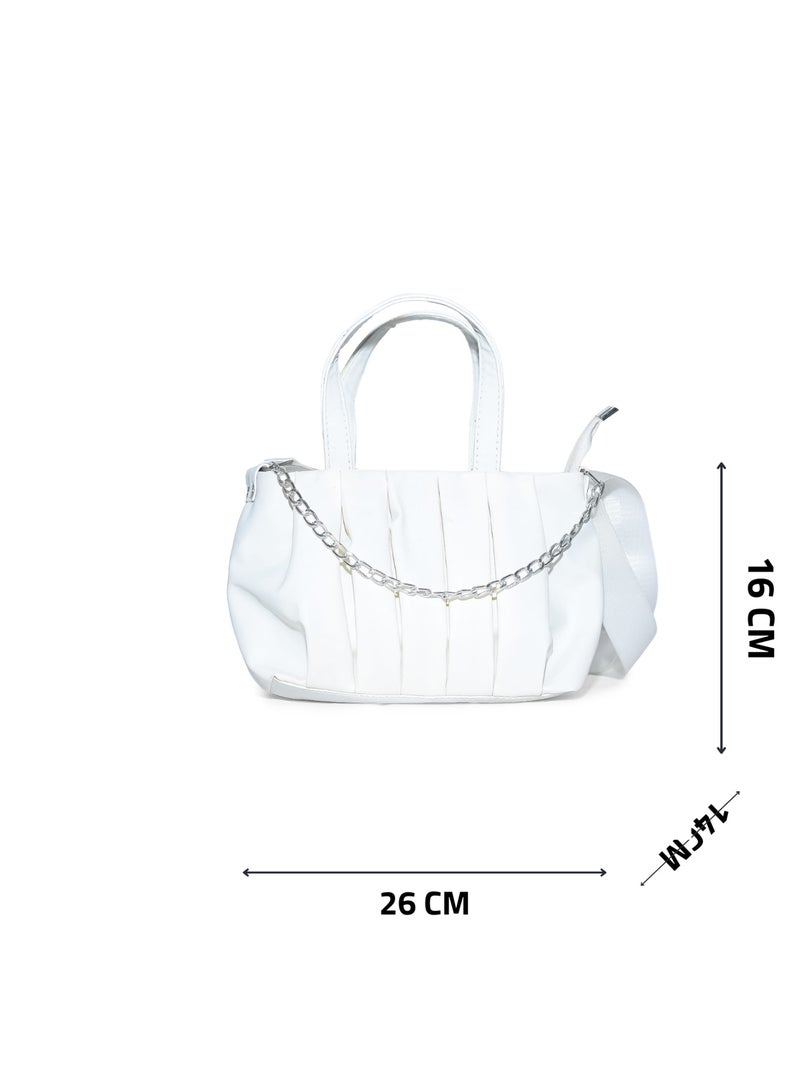 شنطة حريمي 2 في 1 يد وكروس – خامة ضد الميه بسلسلة معدن شيك - Image 4