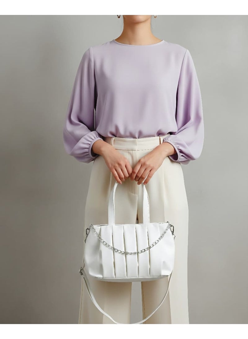 شنطة حريمي 2 في 1 يد وكروس – خامة ضد الميه بسلسلة معدن شيك - Image 2