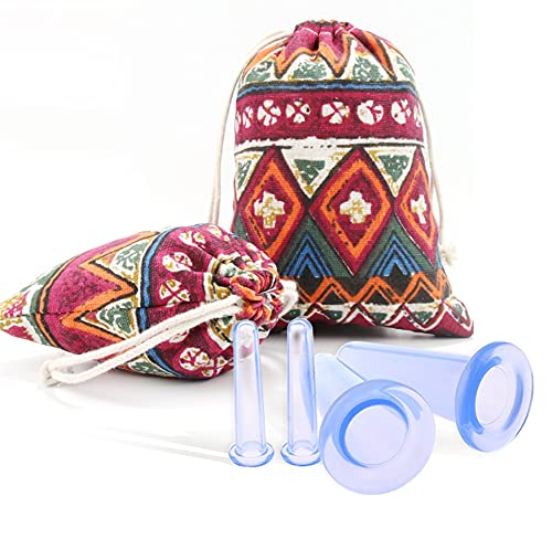 Oligitdi 4Pcs Silicone Vacuum Cupping Cups Massage Set With Bag Face Body Cups For Wrinkle Reducer,Collagen Stimulator,Pain Relief - Image 4
