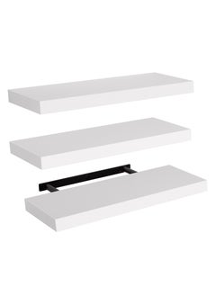 AsolBD AsolBD Decorative Floating Wall Mounted Shelves with Stylish Invisible Brackets, Modern Faux Wood Storage with Matte Finish for Bedroom, Living Room, Bathroom, Kitchen Décor, 1 Piece White  - Image 3