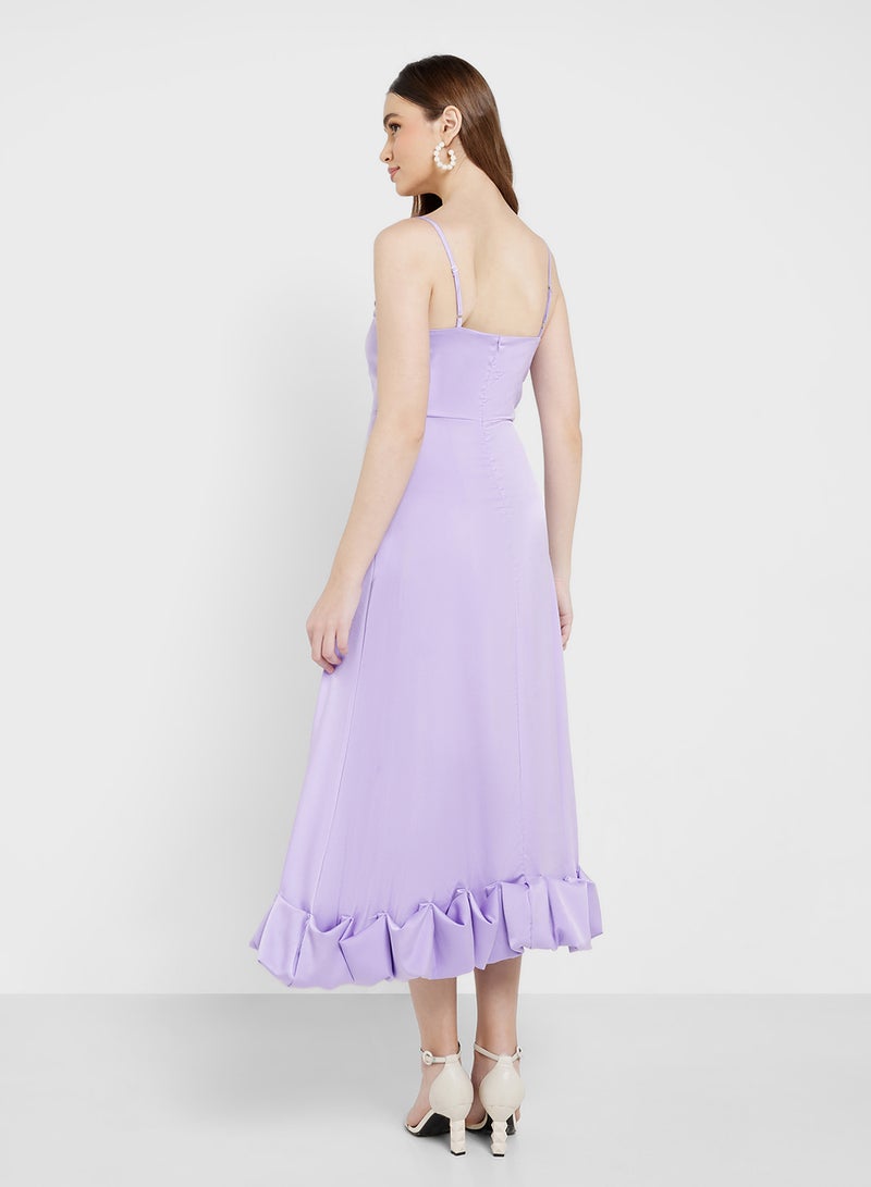 ELLA Lavender Satin Midi Dress  - Image 2