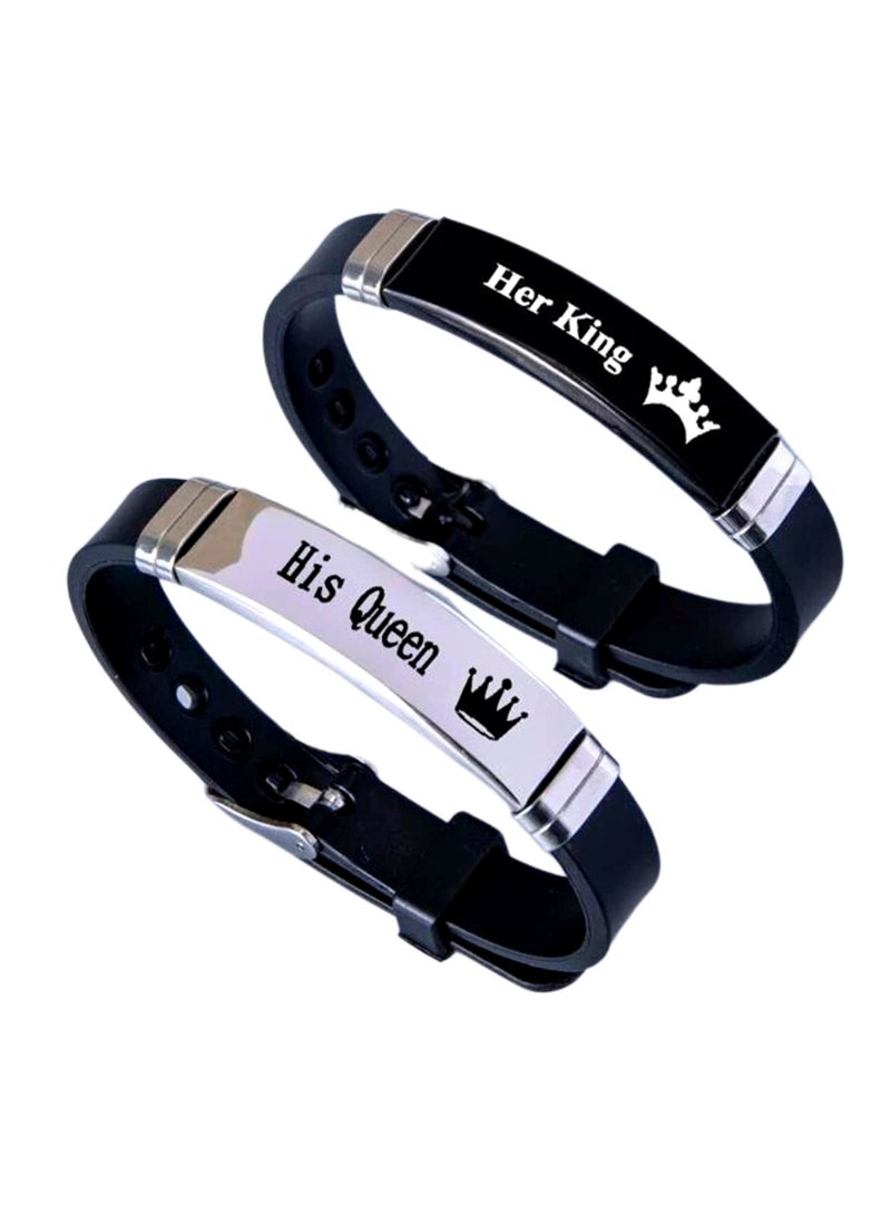 Magnetic Couple Bracelets - Perfect Matching Gift for Him & Her, Ideal for Lovers, Friends & Couples, Made of Stainless Steel & Leather - Image 1