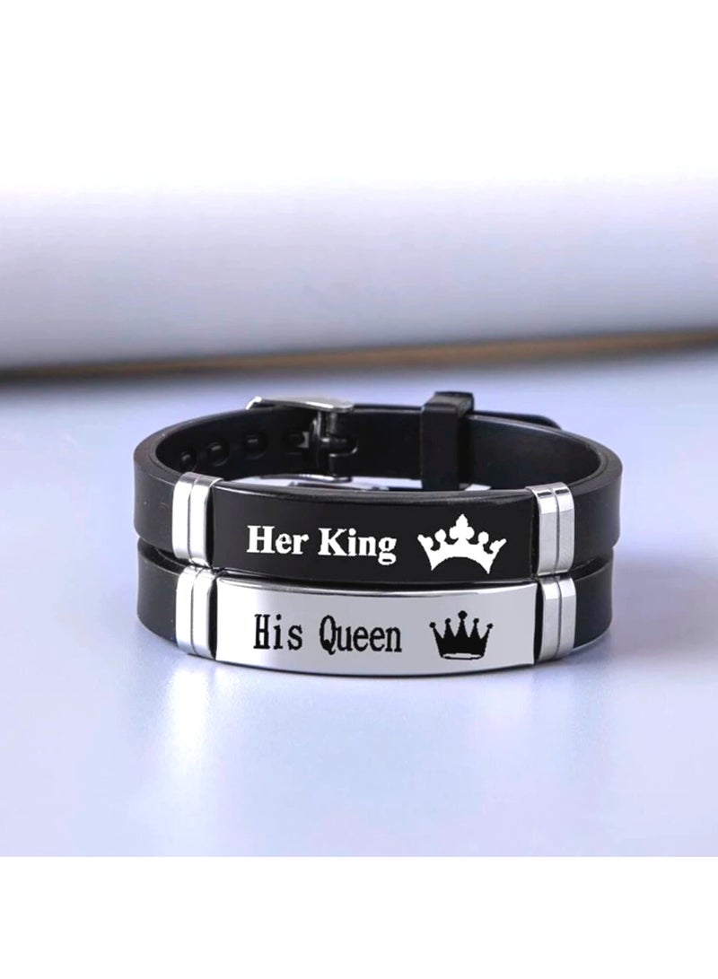 Magnetic Couple Bracelets - Perfect Matching Gift for Him & Her, Ideal for Lovers, Friends & Couples, Made of Stainless Steel & Leather - Image 5