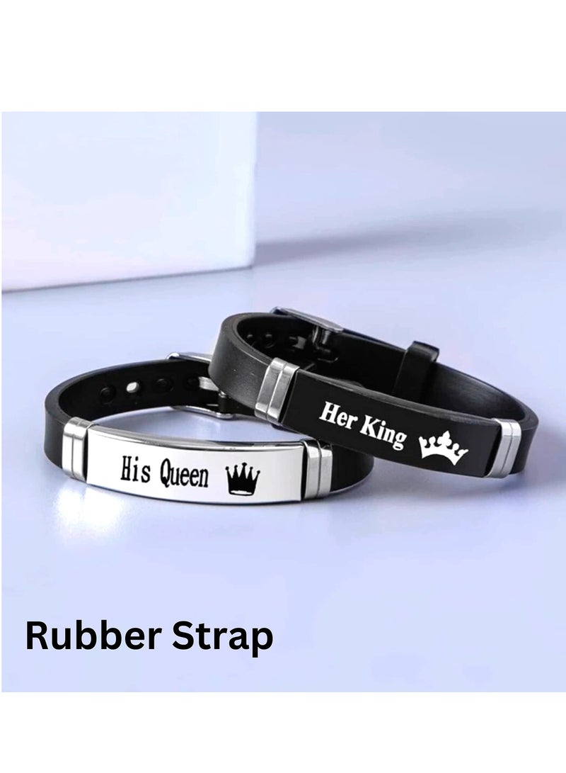 Magnetic Couple Bracelets - Perfect Matching Gift for Him & Her, Ideal for Lovers, Friends & Couples, Made of Stainless Steel & Leather - Image 4