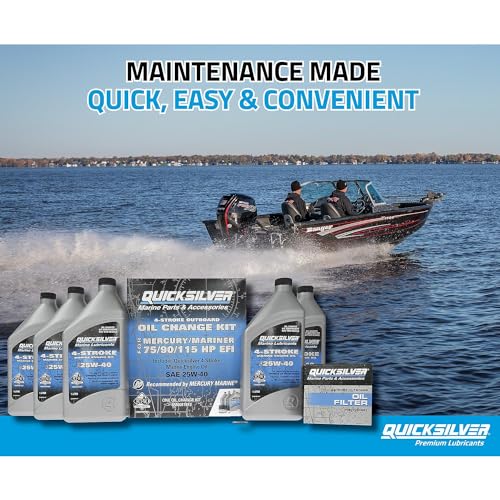 Quicksilver 25W-40 Oil Change Kit for 4-stroke 75hp, 90hp and 115hp Mercury 1.7L outboards - Image 2