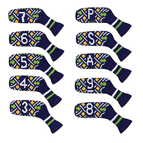 Scott Edward 10 Pcs Knitted Golf Iron Head Covers Adorable and Basically Socks Shape Washable & Durable Golf Club Head Protector - Image 1