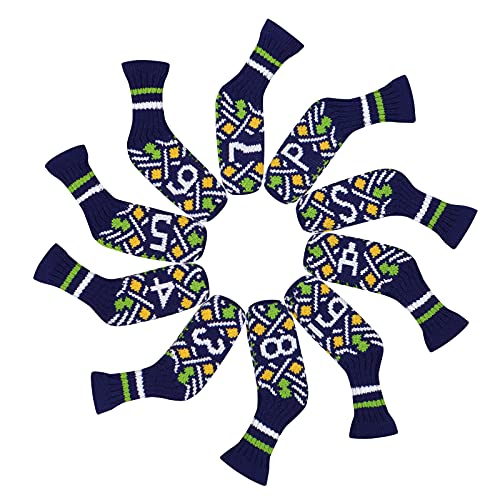 Scott Edward 10 Pcs Knitted Golf Iron Head Covers Adorable and Basically Socks Shape Washable & Durable Golf Club Head Protector - Image 2