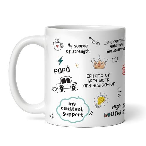 Gogirgit Ceramic Coffee Mug Collection for Dad, Fathers Day/Birthday Gift, 330ml, Microwave Safe (Papa Love Gratitude) - Image 2