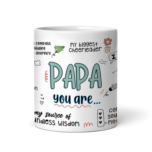 Gogirgit Ceramic Coffee Mug Collection for Dad, Fathers Day/Birthday Gift, 330ml, Microwave Safe (Papa Love Gratitude) - Image 1