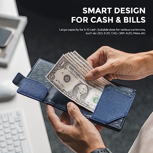 VULKIT محفظة فالكيت للرجال مع حامل آير تاج - محفظة قابلة للظهور مع حماية RFID - مصنوعة من جلد عالي الجودة - محفظة نقدية وبطاقات ائتمان - محفظة بسيطة للرجال (آير تاج غير مشمول)  - Image 3