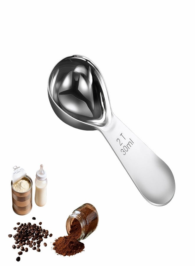 RyanDesign 30ml Stainless Steel Coffee Scoop, 2 Tbsp Measuring Spoons for Protein Powder, Sugar, Flour & Tea - Short Handle, Laser Etched Markings, Dishwasher Safe, Heavy-Duty 304 Food-Grade Steel - Image 1
