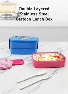 TAPIT Stainless Steel Lunch Box for Boys and Girls Portable Insulated Lunch Box for Kids Leakproof Bento Box Cute Cartoon Meal Box for Student (Pink)  - Image 2