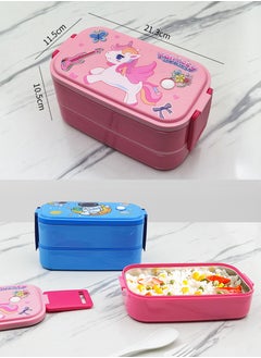 TAPIT Stainless Steel Lunch Box for Boys and Girls Portable Insulated Lunch Box for Kids Leakproof Bento Box Cute Cartoon Meal Box for Student (Pink)  - Image 1