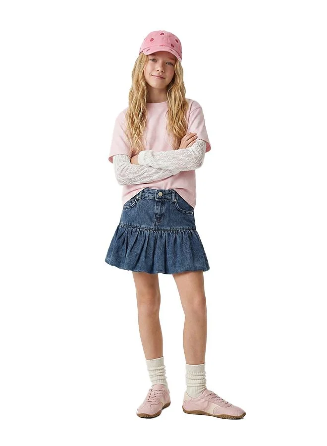 Balloon Fit Denim Skirt