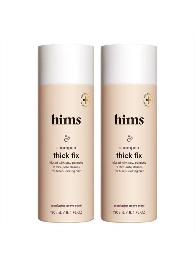 HIMS & HERS - hims thick fix hair shampoo for thinning hair with saw palmetto to add volume and moisture, no parabens or sulfates, vegan and cruelty free, 2 pack, 6.4oz - Image 1