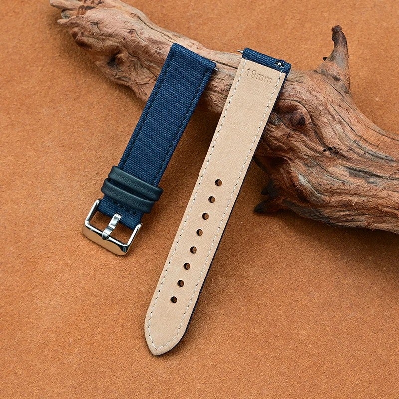 Bluejw New Style 2-in-1 Leather and Nylon Watch Band Strap – Replace the Watch Strap for Samsung & Seiko – Available in 18mm, 20mm, 22mm, 24mm - Image 1