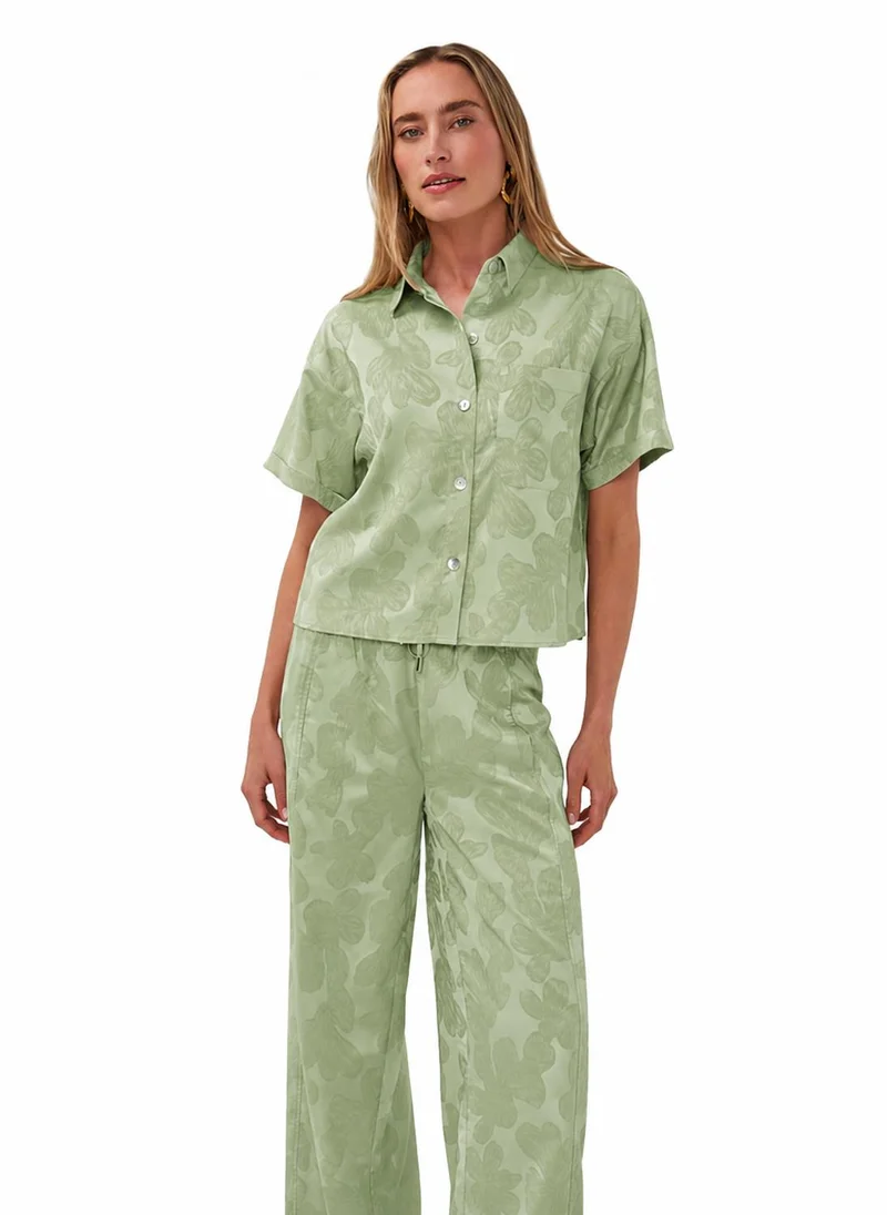 EsQualo Esqualo Blouse Jacquard Leaves