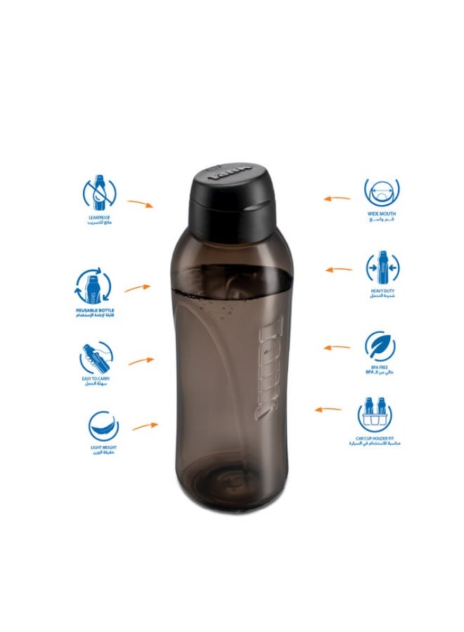 Tank Go, 800ml, Polypropylene Plastic Bottle, BPA Free, Leakproof - Black - Image 3