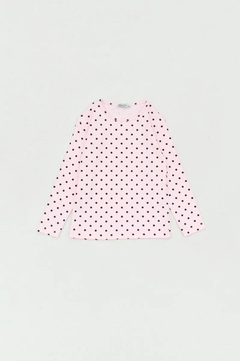 فولامودا Polka Dot Patterned Crew Neck Girl Blouse