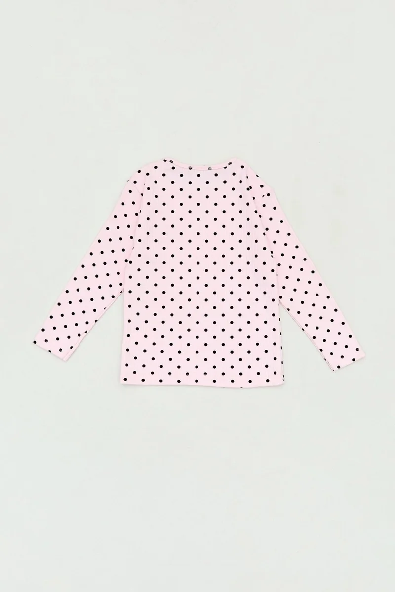 فولامودا Polka Dot Patterned Crew Neck Girl Blouse