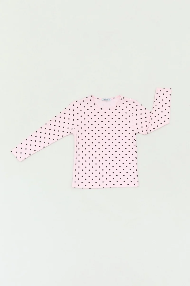 فولامودا Polka Dot Patterned Crew Neck Girl Blouse