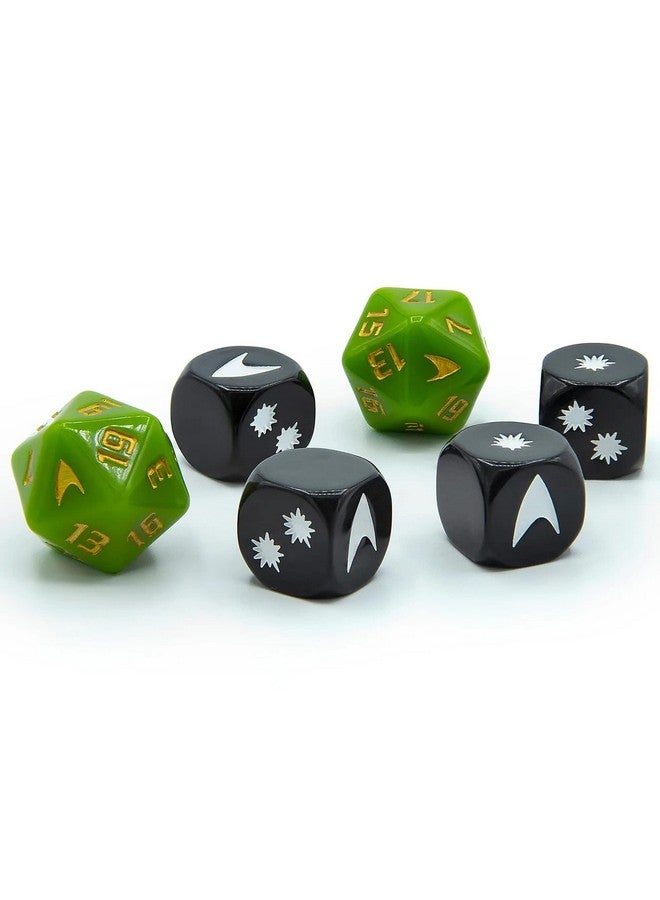 Modiphius Entertainment Star Trek Adventures: Captain Kirk's Tunic Dice - 6 Piece Roleplaying Dice Set, Green (MUH052045) - Image 2
