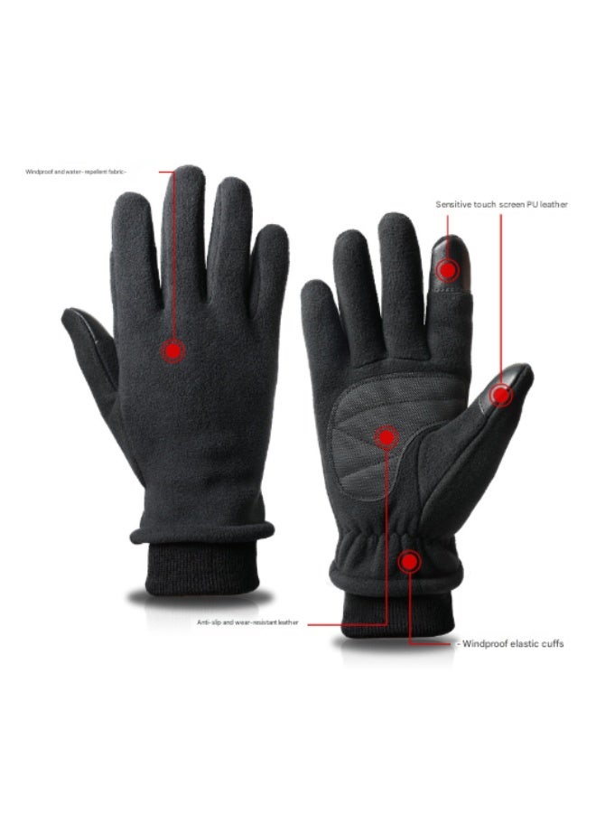XL Pink Warm Windproof Touchscreen Gloves - Anti-Slip Grip for Winter Cycling & Outdoor Sports - Image 2