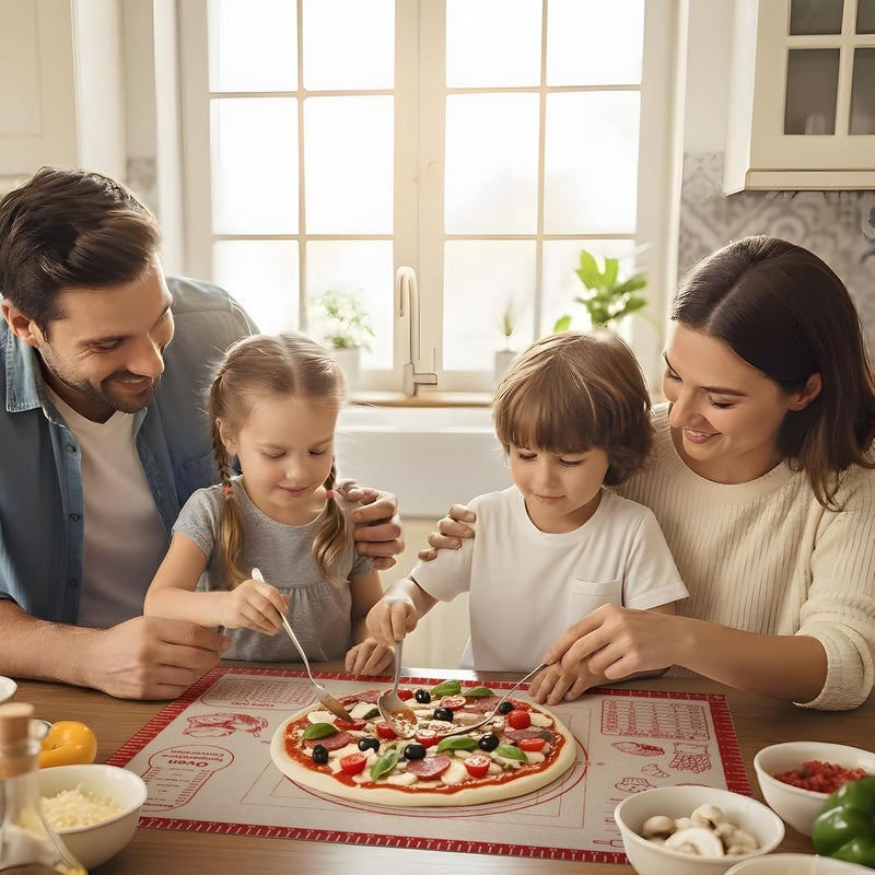 Silicone Baking Pastry Dough Mat Non Slip Rolling Mat with Measurement Guides, Thick Reusable Kneading Board for Bread, Pizza, Cookies, Fondant, Nonstick Baking Sheet for Kitchen Counter - Image 2