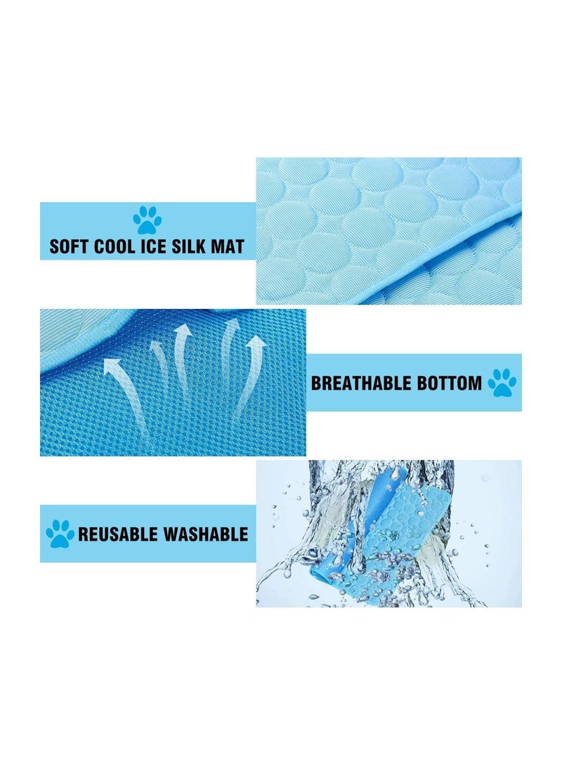 حصيرة تبريد للكلاب الأليفة، وسادة تبريد ذاتية للكلاب، بساط تبريد صيفي قابل للغسل من الحرير الجليدي للقطط وبيوت الكلاب والصناديق والأسرة - Image 2