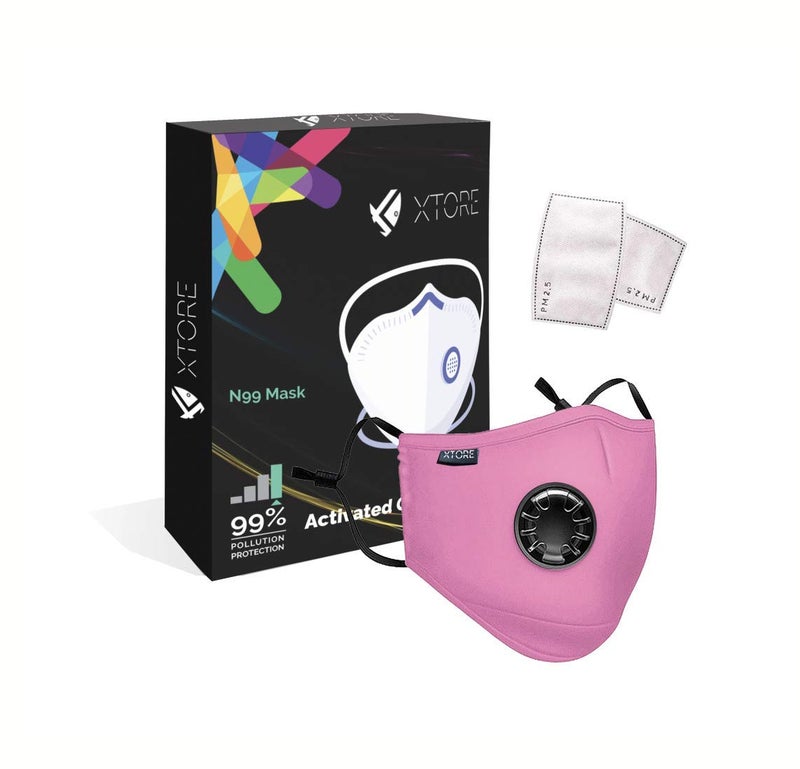 Xtore Certified N99 FDA CE Washable Mask with Replaceable 5 layer filter 1 mask 2 Filter Orchid Pink - Image 1