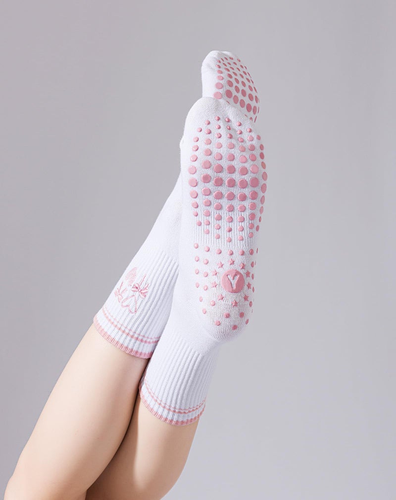 Yawlsow Pilates Grip Socks for Women Yoga Grippy Socks Cute Barre Non Skid Athletic Crew Sticky Sock Workout Hospital - Image 2