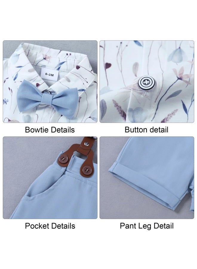 ZOEREA Baby Boy Clothes Suit Infant Short Sleeve Gentleman Outfits Dress Shirt+Bowtie+Suspender Shorts 0-18M - Image 5