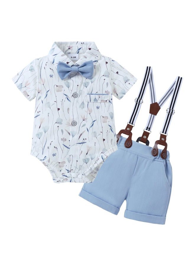 ZOEREA Baby Boy Clothes Suit Infant Short Sleeve Gentleman Outfits Dress Shirt+Bowtie+Suspender Shorts 0-18M - Image 1