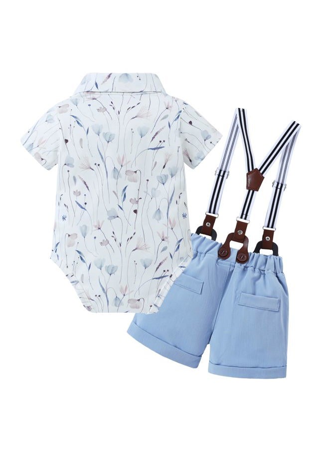 ZOEREA Baby Boy Clothes Suit Infant Short Sleeve Gentleman Outfits Dress Shirt+Bowtie+Suspender Shorts 0-18M - Image 3