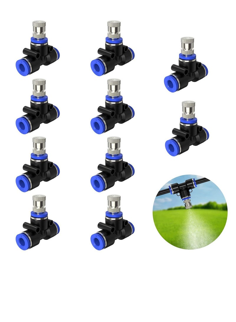SYOSI 10PCS Misting Nozzles Mist Nozzle Tees for 6mm Tubing Orifice Nozzle for Patio Garden Greenhouse Trampoline and Outdoor Cooling System - Image 1