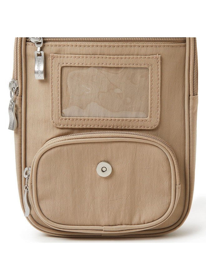 Baggallini Journey Crossbody Bags for Women 9x6" Small Lightweight Nylon Zipped Travel Safe Handbag Phone Passport Purse W/Rfid, Beach - Image 3