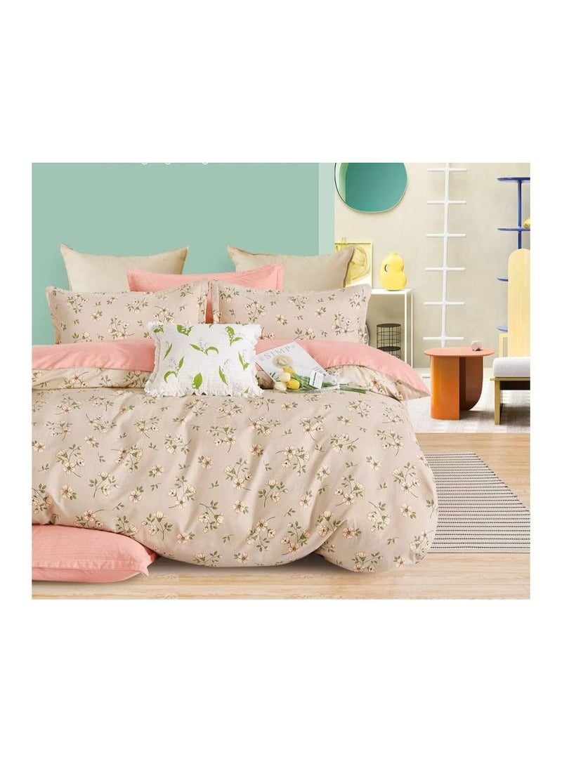 طقم سرير قطني مفرد مكون من 4 قطع - غطاء لحاف 160×210 سم، شرشف مطاطي 120×200+25 سم، وغطاءان للوسائد - مفروشات ناعمة ومريحة