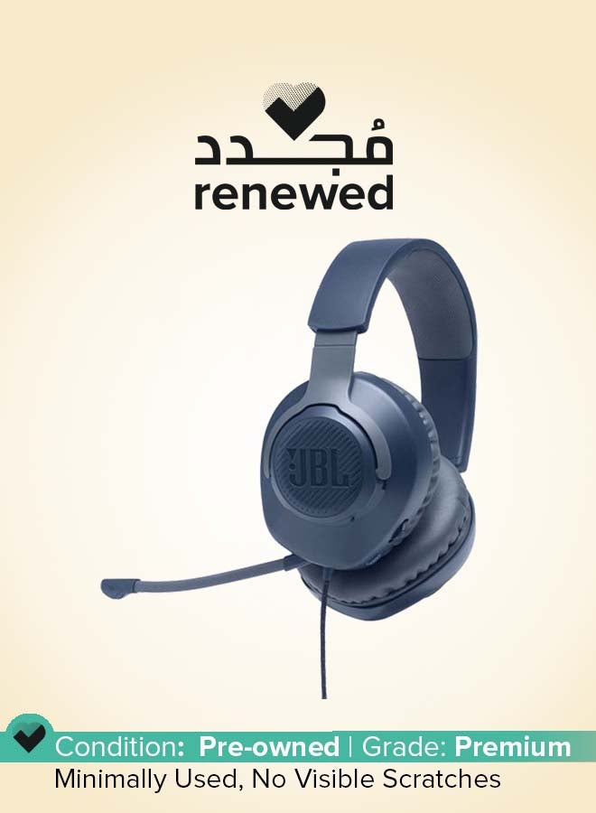 JBL Renewed - Quantum 100 Over-Ear Wired Gaming Headphones- Blue - Image 1