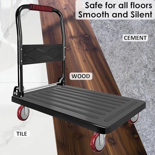 Finnhomy 5 Inch Heavy Duty Red Plate Swivel Casters Set of 4, 3000 Lbs Capacity, Premium Polyurethane & Steel, Anti-wear Smooth, Perfect for Furniture/Workbench - Image 4