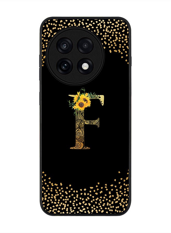 Stylizedd For OnePlus 13R / Ace 5 Pro Case,Slim fit Camera Protection, Shockproof Thin Phone cover  - Custom Floral Monogram - F ( Black )