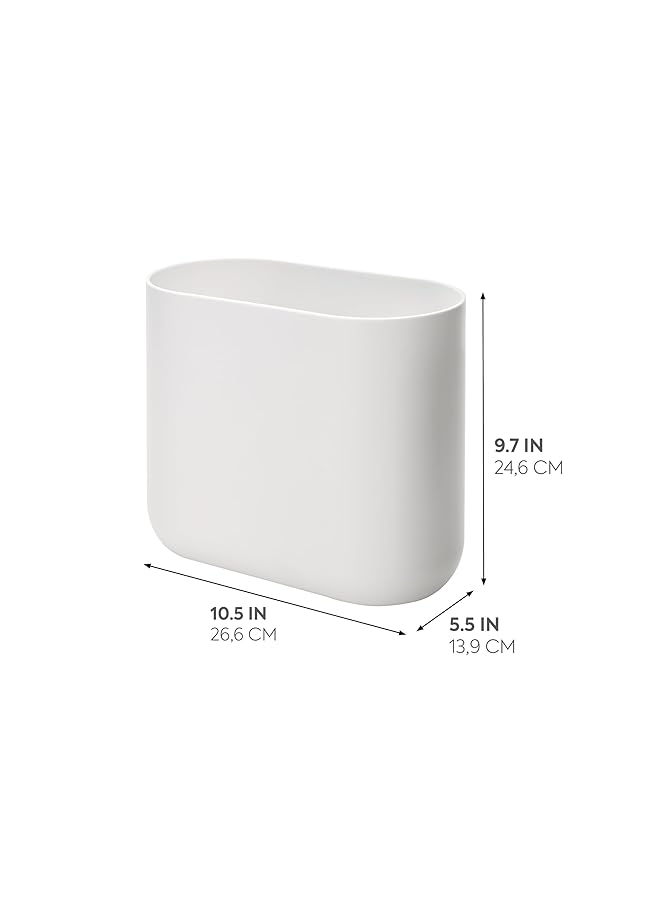 InterDesign Cade Slim Bathroom Trash Bedroom Kitchen Office White Waste Can - Image 2