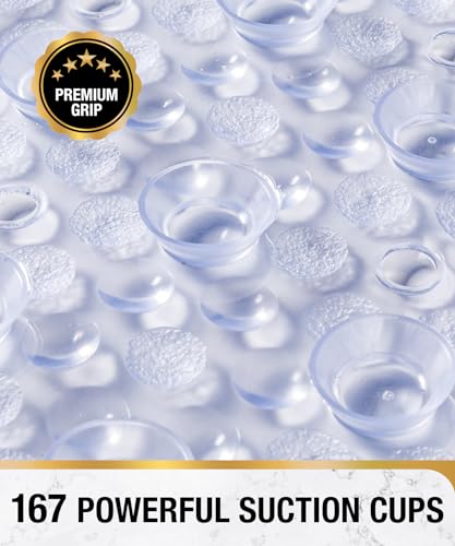 HITSLAM Bathtub Mat Non Slip, 27x15 Inch Bubble Oval Bath Tub Mat for Bathroom, Machine Washable Shower Mat with Suction Cups and Drain Holes, Clear - Image 2