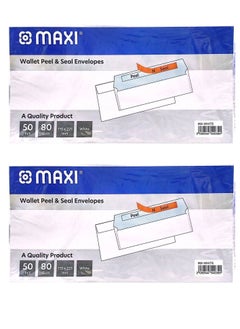 Maxi 50-Piece White Envelopes 80Gsm 115X225mm Wallet Peel & Seal Pack Of 2  - Image 1