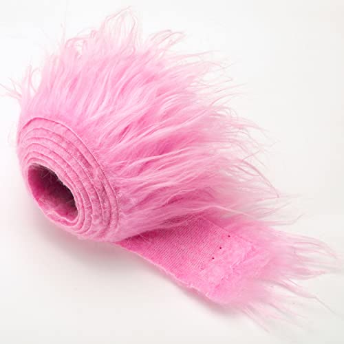 FOLGOS Shaggy Plush Faux Fur Fabric Precut Strips Fluffy Fuzzy Craft Fur for Gnomes Beard Hair Cosplay Costume Dwarf Decoration (Pink, 2x60 inch) - Image 4