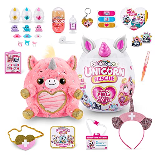Rainbocorns Unicorn Rescue Surprise (Pink) by ZURU, Easter Basket Stuffers, Collectible Plush Stuffed Animal, Egg Toys, Sticker Pack, Magical Slime, Headband, Ages 3+ (DJ The Unicorn Plush) - Image 3