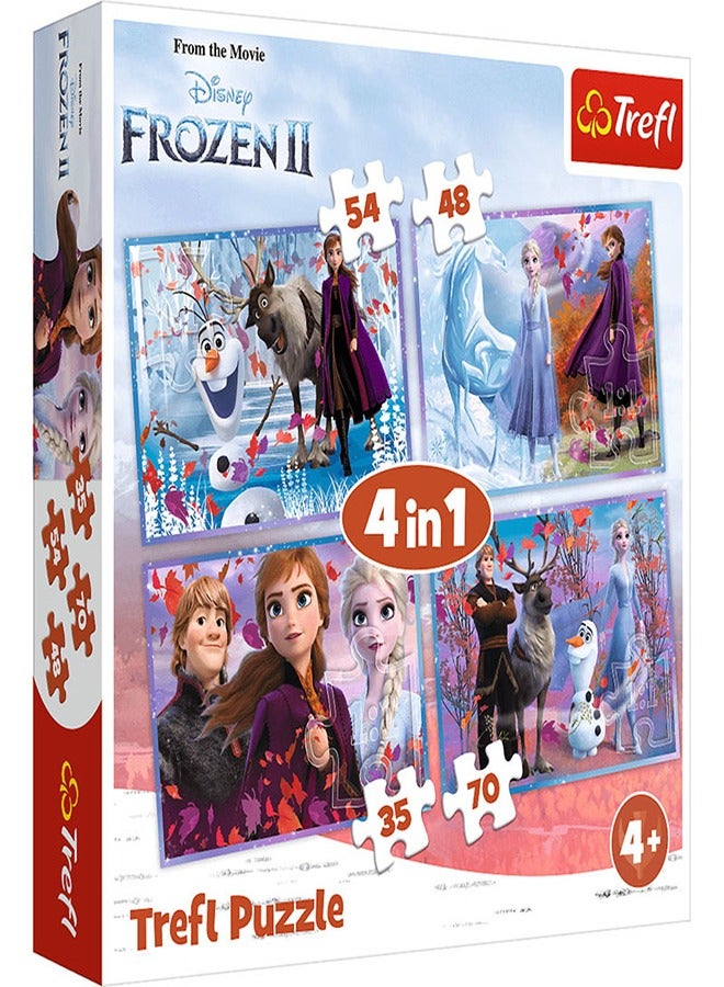 Trefl - 35 + 48 + 54 + 70 Pieces Journey Into The Unknown Frozen 2, 4 in 1 Puzzle - 34323 - Image 1